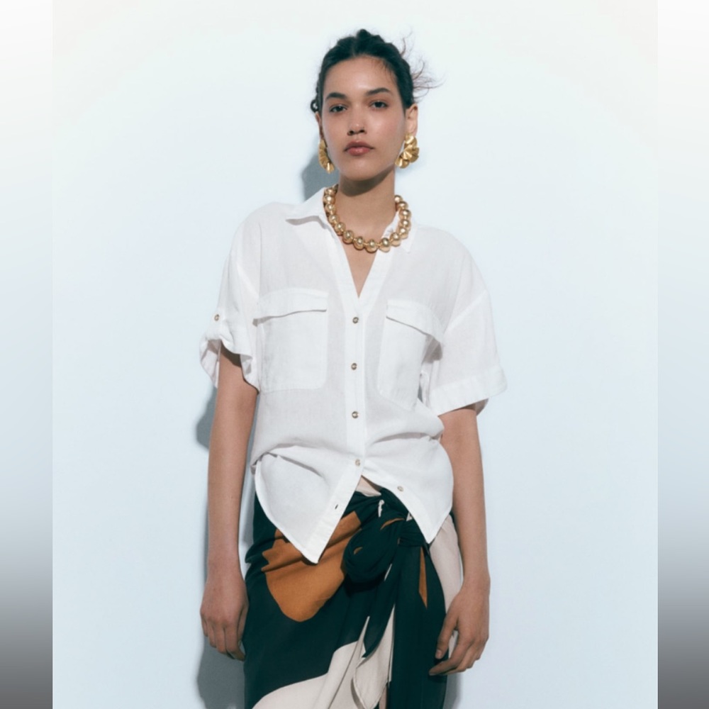 Zara Linen Cropped Shirt